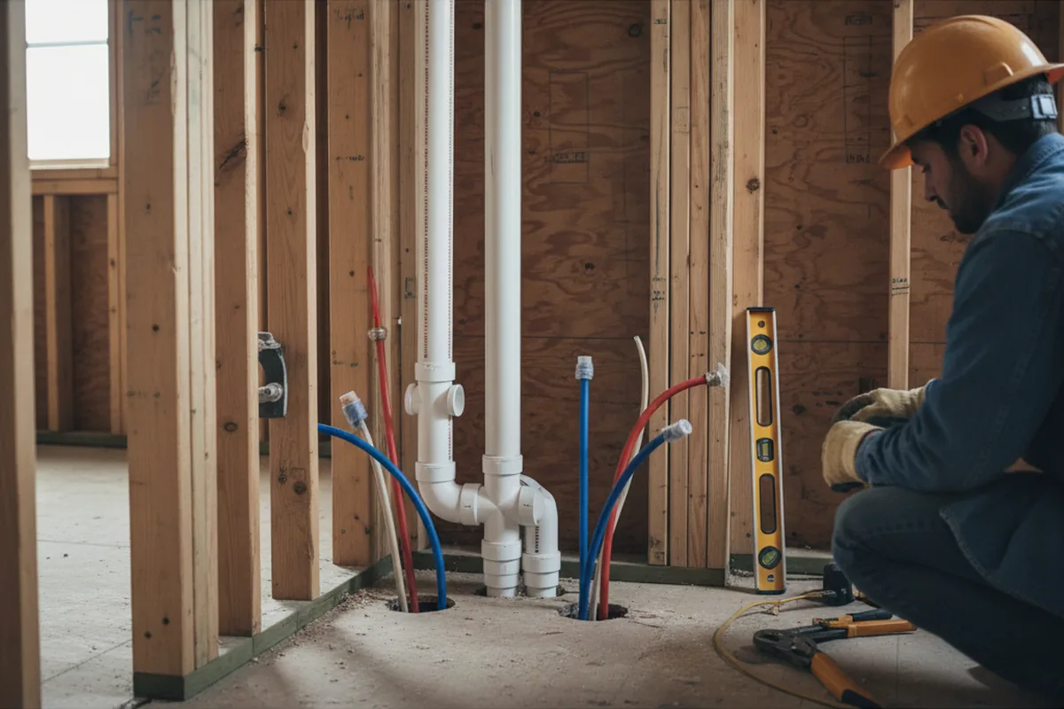 Drain and supply rough-in during Leak Detection in Rayville